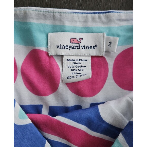 Vineyard Vines Striped Tiered Maxi Dress Geometric Babydoll Silk Blend Size 2 - Picture 4 of 8